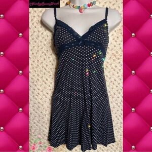Aerie navy & white polka dot slip dress in small. Adjustable spaghetti straps